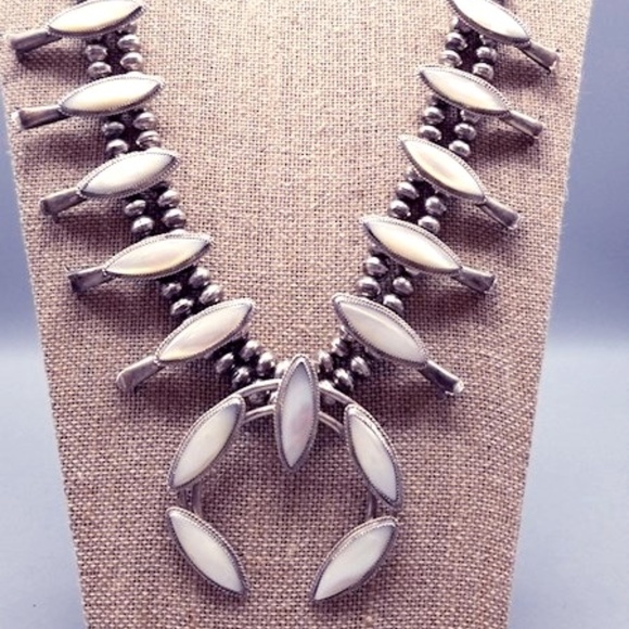 Vintage Jewelry - Vintage .925 Mother of Pearl Squash Blossom